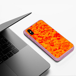 Чехол iPhone XS Max матовый Красные плитки на жёлтом фоне, цвет: 3D-розовый — фото 2