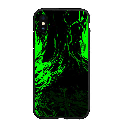 Чехол iPhone XS Max матовый Зелёная энергия на чёрном фоне / 3D-Черный – фото 1