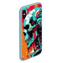 Чехол iPhone XS Max матовый Cyber skull sketch - ai art fantasy, цвет: 3D-мятный — фото 2