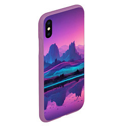 Чехол iPhone XS Max матовый Фиолетовые горы, цвет: 3D-фиолетовый — фото 2