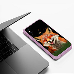 Чехол iPhone XS Max матовый Лиса с улыбкой, цвет: 3D-сиреневый — фото 2