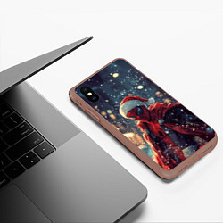 Чехол iPhone XS Max матовый Человек-паук в шапке Санты, цвет: 3D-коричневый — фото 2