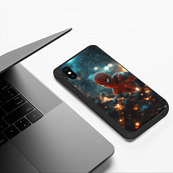 Чехол iPhone XS Max матовый Спайдермэн на елке, цвет: 3D-черный — фото 2