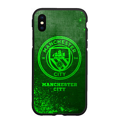 Чехол iPhone XS Max матовый Manchester City - green gradient, цвет: 3D-черный