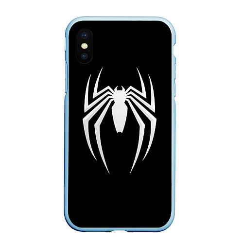 Чехол iPhone XS Max матовый Black SpiderMan / 3D-Голубой – фото 1