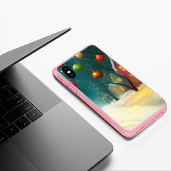 Чехол iPhone XS Max матовый Новогодние шары и тропинка, цвет: 3D-баблгам — фото 2