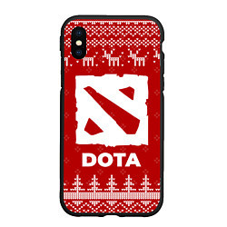 Чехол iPhone XS Max матовый Новогодний Dota с оленями, цвет: 3D-черный