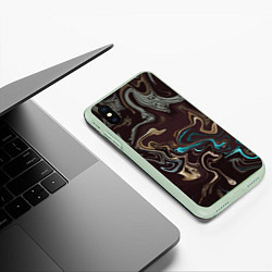 Чехол iPhone XS Max матовый Волна безумия, цвет: 3D-салатовый — фото 2