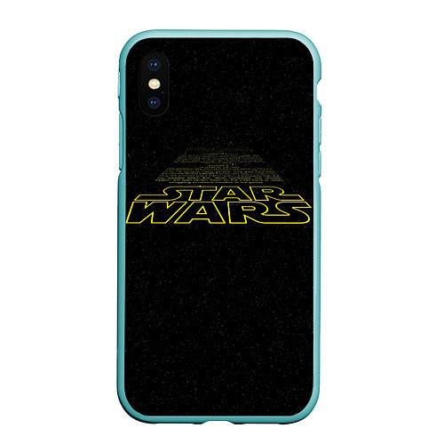 Чехол iPhone XS Max матовый Star Wars - вступительные титры / 3D-Мятный – фото 1