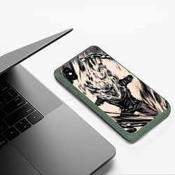 Чехол iPhone XS Max матовый Ghost Rider, цвет: 3D-темно-зеленый — фото 2