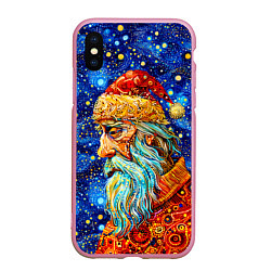 Чехол iPhone XS Max матовый Santa Claus: pop-art-brut-nouveau pointillism