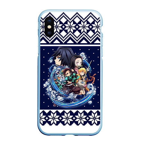 Чехол iPhone XS Max матовый Demon slayer sweater / 3D-Голубой – фото 1