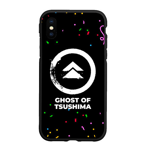 Чехол iPhone XS Max матовый Ghost of Tsushima конфети / 3D-Черный – фото 1