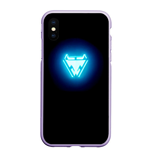 Чехол iPhone XS Max матовый Iron Man emblem / 3D-Светло-сиреневый – фото 1