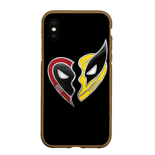 Чехол iPhone XS Max матовый Deadpool and Wolverine best friends / 3D-Коричневый – фото 1