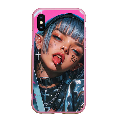 Чехол iPhone XS Max матовый Future samurai pink girl / 3D-Розовый – фото 1