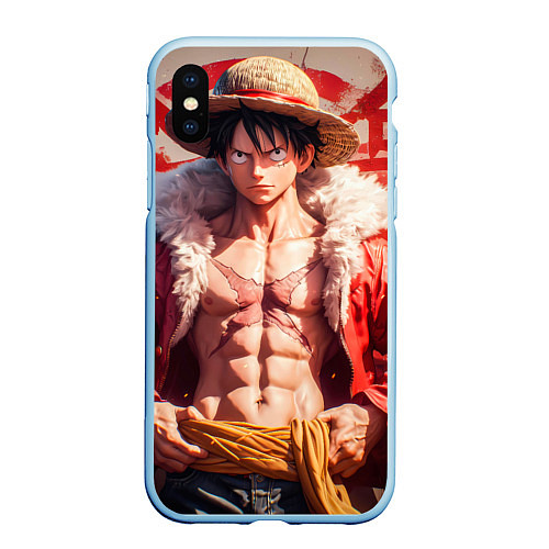 Чехол iPhone XS Max матовый One piece Monkey D Luffy / 3D-Голубой – фото 1