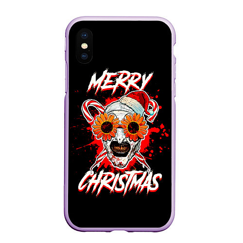 Чехол iPhone XS Max матовый Merry Christmas Terrifier / 3D-Сиреневый – фото 1