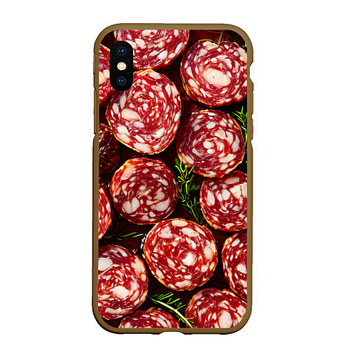 Чехол iPhone XS Max матовый Салями / 3D-Коричневый – фото 1