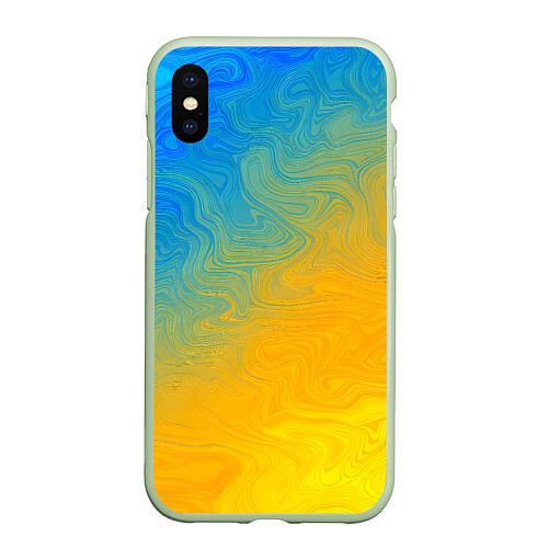 Чехол iPhone XS Max матовый Желто голубой градиент / 3D-Салатовый – фото 1