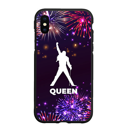 Чехол iPhone XS Max матовый Праздничный Queen / 3D-Черный – фото 1