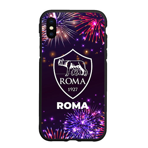 Чехол iPhone XS Max матовый Праздничный Roma / 3D-Черный – фото 1