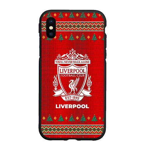 Чехол iPhone XS Max матовый Liverpool new year / 3D-Черный – фото 1