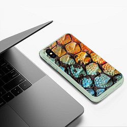 Чехол iPhone XS Max матовый Змеиные чешуйки, цвет: 3D-салатовый — фото 2