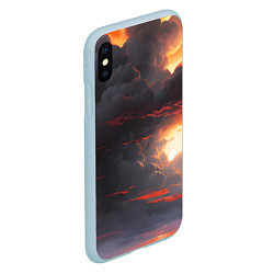 Чехол iPhone XS Max матовый Серые тучи в закате солнца, цвет: 3D-голубой — фото 2