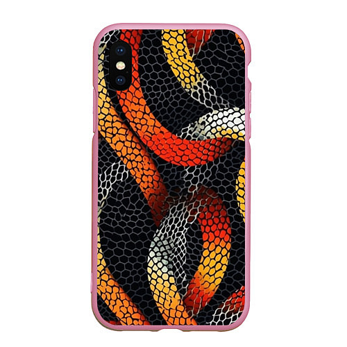 Чехол iPhone XS Max матовый В змеях / 3D-Розовый – фото 1