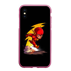 Чехол iPhone XS Max матовый Chibi Flash, цвет: 3D-малиновый