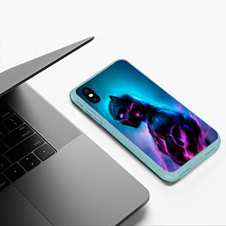 Чехол iPhone XS Max матовый Black Panther, цвет: 3D-мятный — фото 2