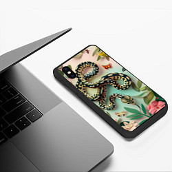 Чехол iPhone XS Max матовый Змея и бабочки, цвет: 3D-черный — фото 2