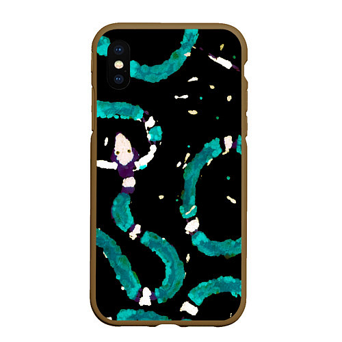 Чехол iPhone XS Max матовый Змейки на охоте / 3D-Коричневый – фото 1