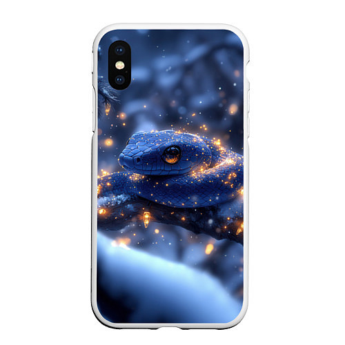 Чехол iPhone XS Max матовый Змея новогодний символ 2025 / 3D-Белый – фото 1