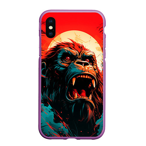 Чехол iPhone XS Max матовый King Kong roar / 3D-Фиолетовый – фото 1