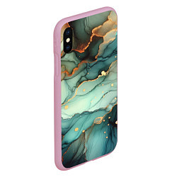 Чехол iPhone XS Max матовый Бирюзовый узор с оранжевыми вставками, цвет: 3D-розовый — фото 2