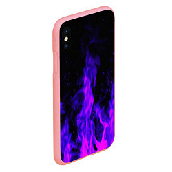 Чехол iPhone XS Max матовый Неоновый огонь на черном фоне, цвет: 3D-баблгам — фото 2