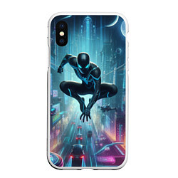 Чехол iPhone XS Max матовый Spider-man in the neon metropolis