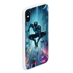 Чехол iPhone XS Max матовый Spider-man in the neon metropolis, цвет: 3D-белый — фото 2