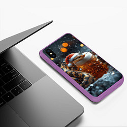 Чехол iPhone XS Max матовый Новогодняя змея и кружка пива, цвет: 3D-фиолетовый — фото 2