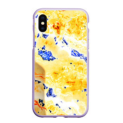 Чехол iPhone XS Max матовый Сине-золотая абстракция, цвет: 3D-светло-сиреневый