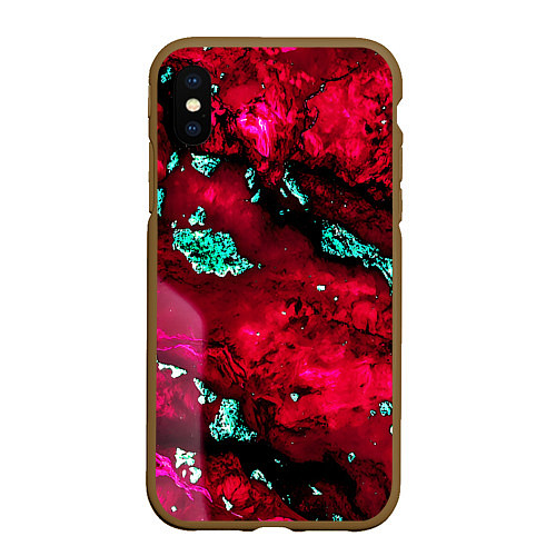 Чехол iPhone XS Max матовый Абстракция красно-голубая / 3D-Коричневый – фото 1