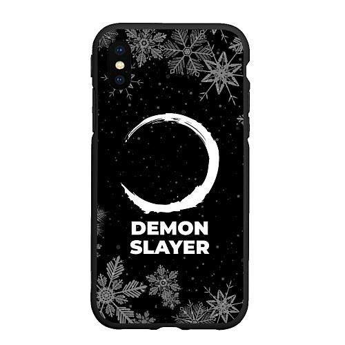 Чехол iPhone XS Max матовый Снежный Demon Slayer / 3D-Черный – фото 1