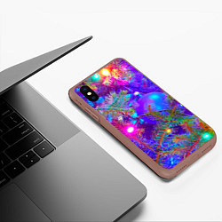 Чехол iPhone XS Max матовый Новогоднее свечение гирлянд, цвет: 3D-коричневый — фото 2