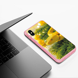 Чехол iPhone XS Max матовый Змея новогодняя лимонного цвета, цвет: 3D-баблгам — фото 2