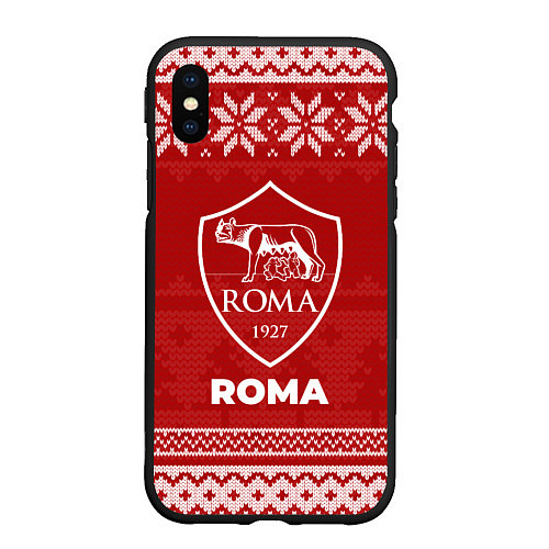 Чехол iPhone XS Max матовый Новогодний Roma / 3D-Черный – фото 1