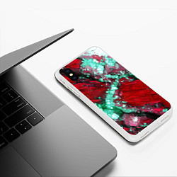 Чехол iPhone XS Max матовый Голубой минерал в красном камне, цвет: 3D-белый — фото 2