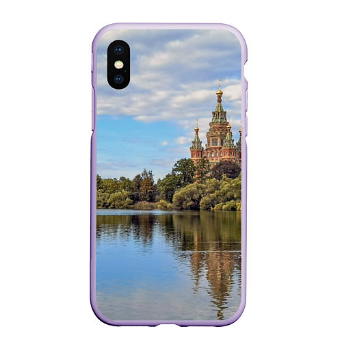 Чехол iPhone XS Max матовый Собор святых апостолов Петра и Павла в Петергофе / 3D-Светло-сиреневый – фото 1