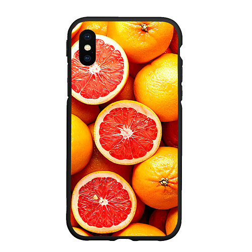 Чехол iPhone XS Max матовый Грейпфруты / 3D-Черный – фото 1